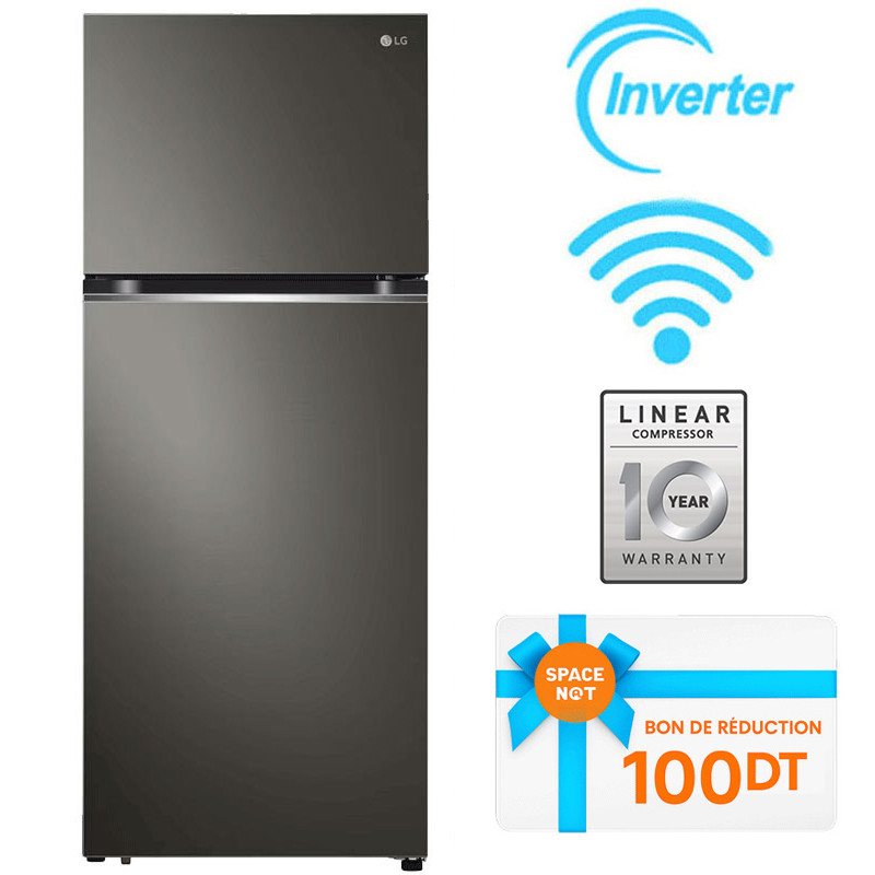 Réfrigérateur LG Inverter GL-B392PXGB 423L NoFrost Noir en Tunisie