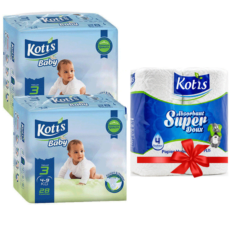Couches Bébé Kotis Premium T3 28 Pièces Midi Eco en Tunisie