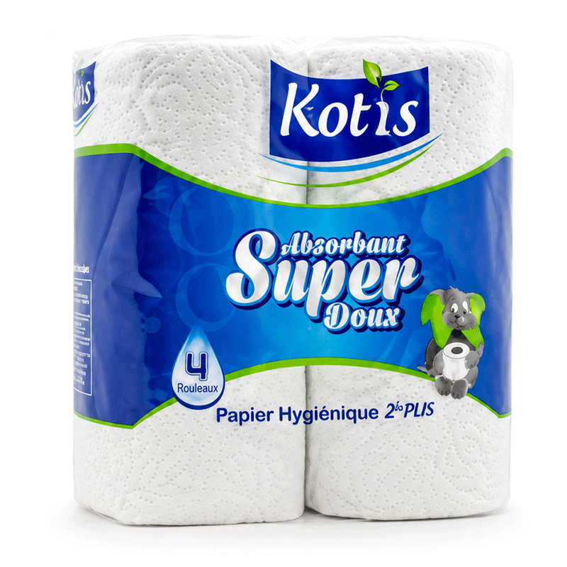 Papier Hygiénique 4 Rouleaux Jaune Kotis Plus