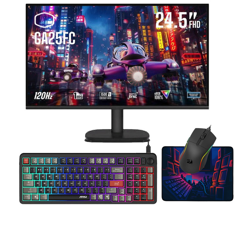 Pack Gamer 4En1 Gearx Ecran Cooler Master  + Clavier Bracuda+ Souris Gamer Bracuda + Tapis Souris Gamer Redragon en Tunisie