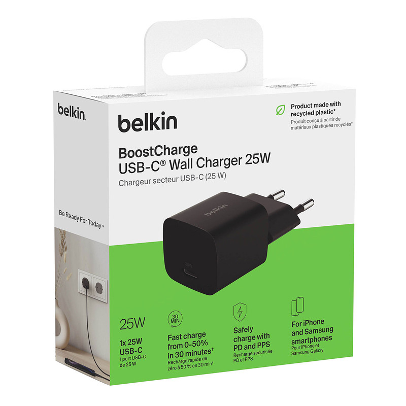 Chargeur Belkin Type-C 25W Noir En Tunisie