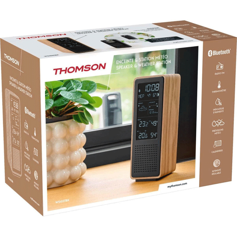 Haut Parleur Bluetooth Et Station Météo Thomson WS102TBK Noir en Tunisie