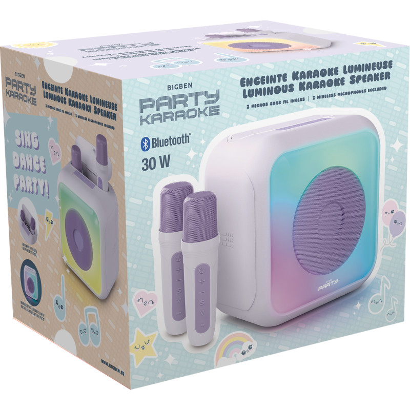 Enceinte sans fil Bigben Karaoke avec 2 micros  Blanc en Tunisie