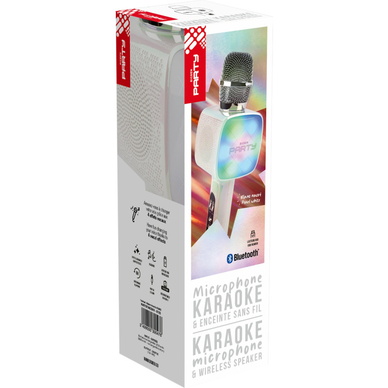 Microphone Sans Fil 2EN1 Karaoké & Enceinte Party Bigben 15W Blanc en Tunisie