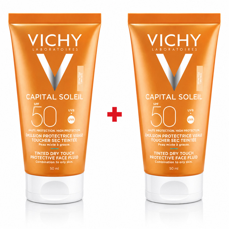 Pack Capital Soleil Vichy Emulsion Toucher Sec Teinté SPF50 50 Ml en Tunisie