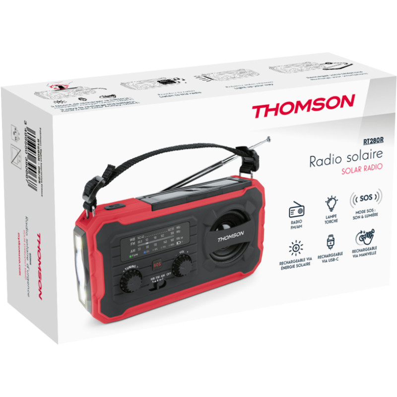 Radio Thomson Solaire D’urgence Longue Durée RT280 Rouge En Tunsie