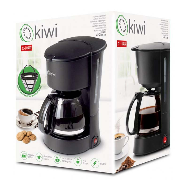 Machine à café à filtre Kiwi 1.2L 680 W Noir (KCM-7540)