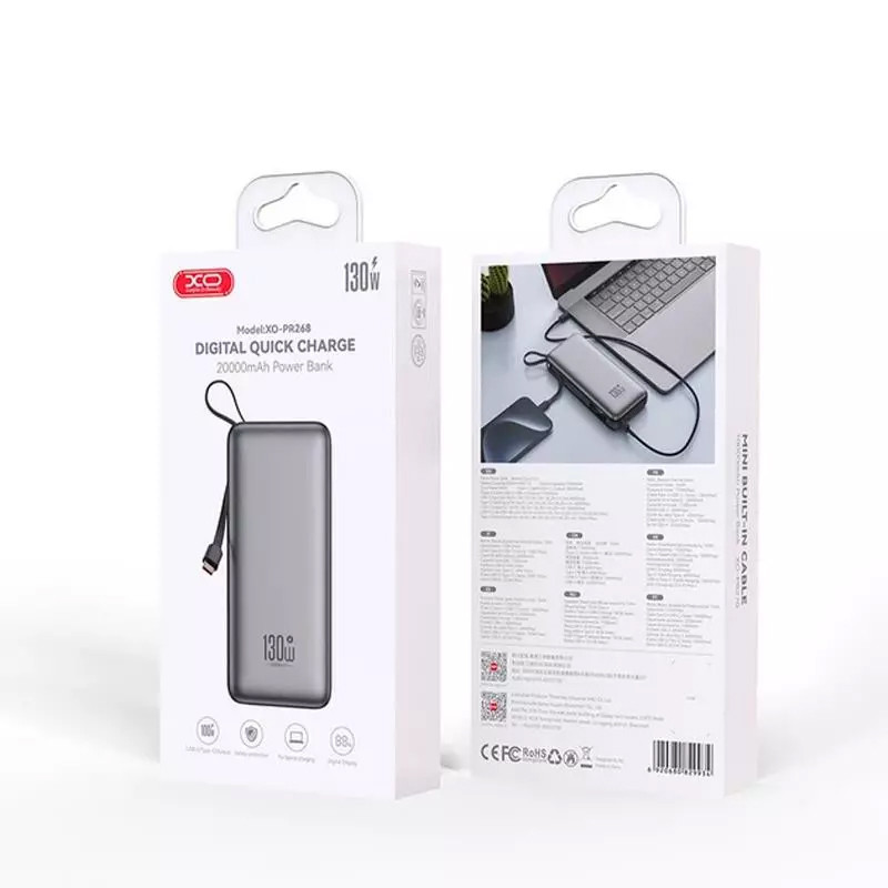 Power Bank XO 20 000 mAh PR268 Gris En Tunisie