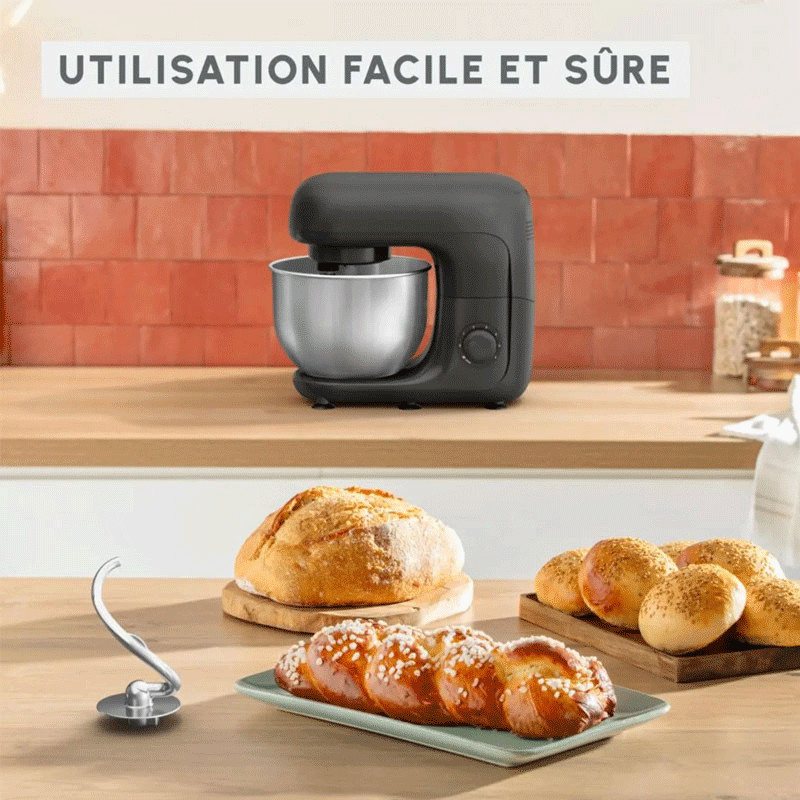 Robot Pétrin Moulinex Bake Essential 800W Noir en Tunisie