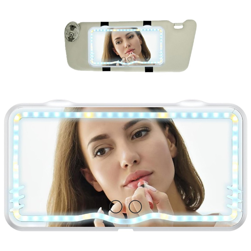 Miroir De Makeup LED Pour Voiture Blanc en Tunisie