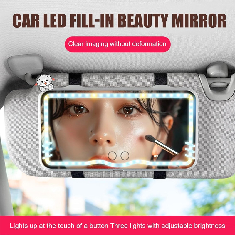 Miroir De Makeup LED Pour Voiture Blanc en Tunisie