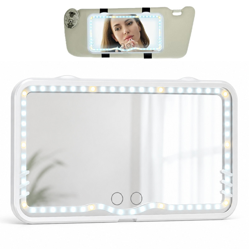 Miroir De Makeup LED Pour Voiture Blanc en Tunisie
