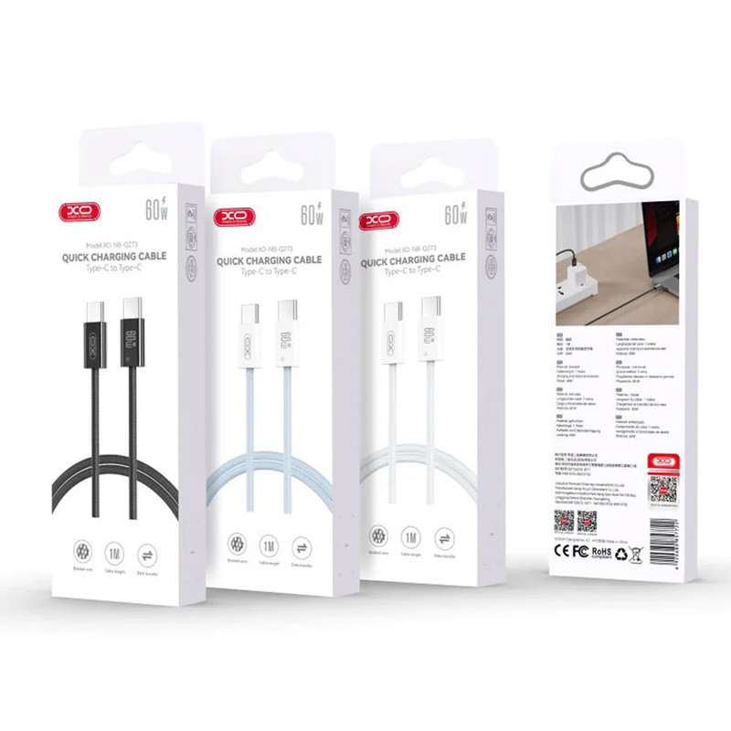 Câble Chargeur XO NB-Q273 Type-C Vers Type-C Blanc en Tunisie