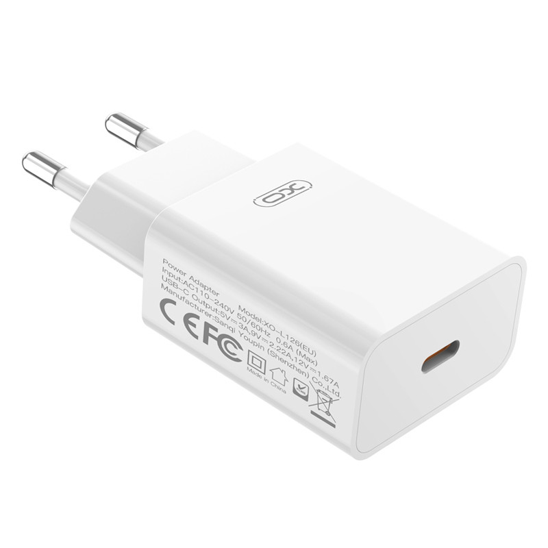 Chargeur Rapide XO USB-C 20W L126 Blanc En Tunisie