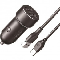 Chargeur Voiture XO Dual USB CC53 12W Avec Câble USB-C Noir En Tunisie