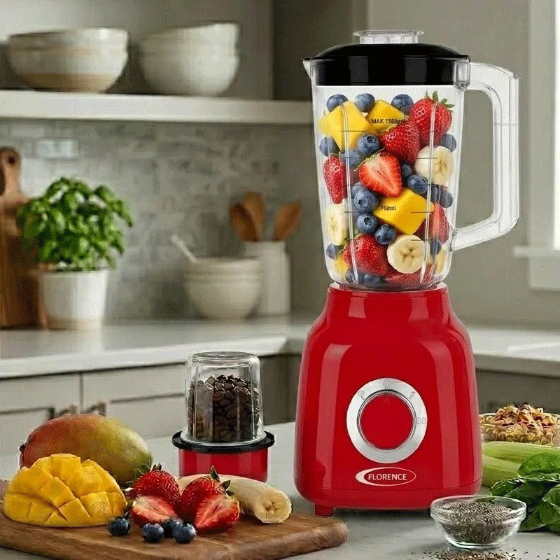 Blender 2En1 Florence R-2822 1000W 1.5L Rouge en Tunisie