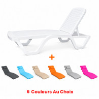 Pack Chaise Longue Transat Piscine + Matelas De Transat Imperméable