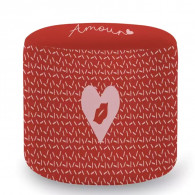 Pouf Cylindrique Amour Rouge En Tunisie