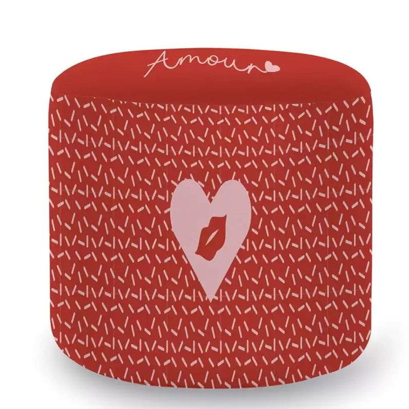 Pouf Cylindrique Amour Rouge En Tunisie