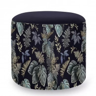 Pouf Cylindrique Falling Leaves Blue Noir En Tunisie