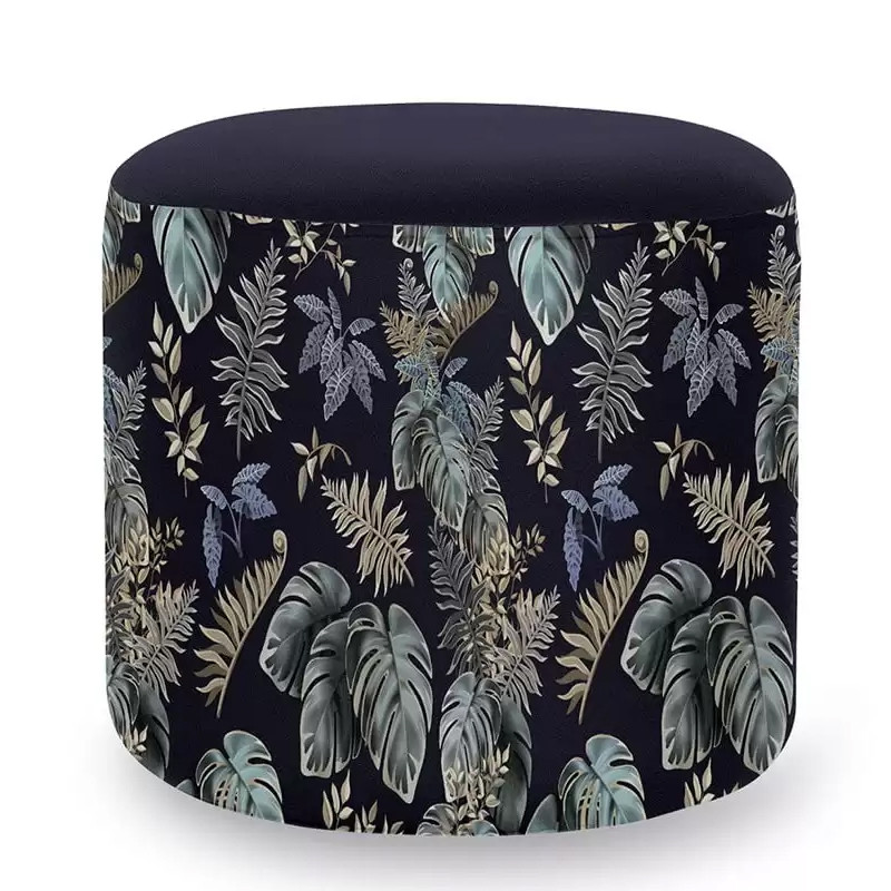 Pouf Cylindrique Falling Leaves Blue Noir En Tunisie