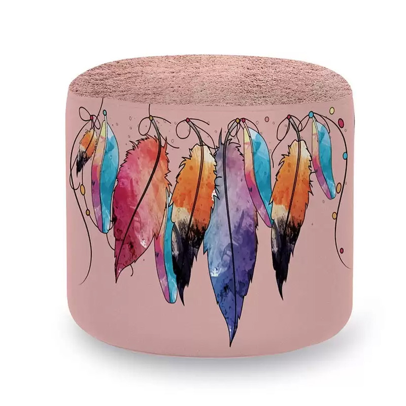 Pouf Cylindrique Plume Rose En Tunisie