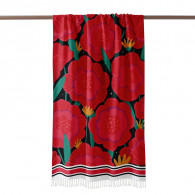 Pack Fouta Plage Big Red Flowers Rouge en Tunisie