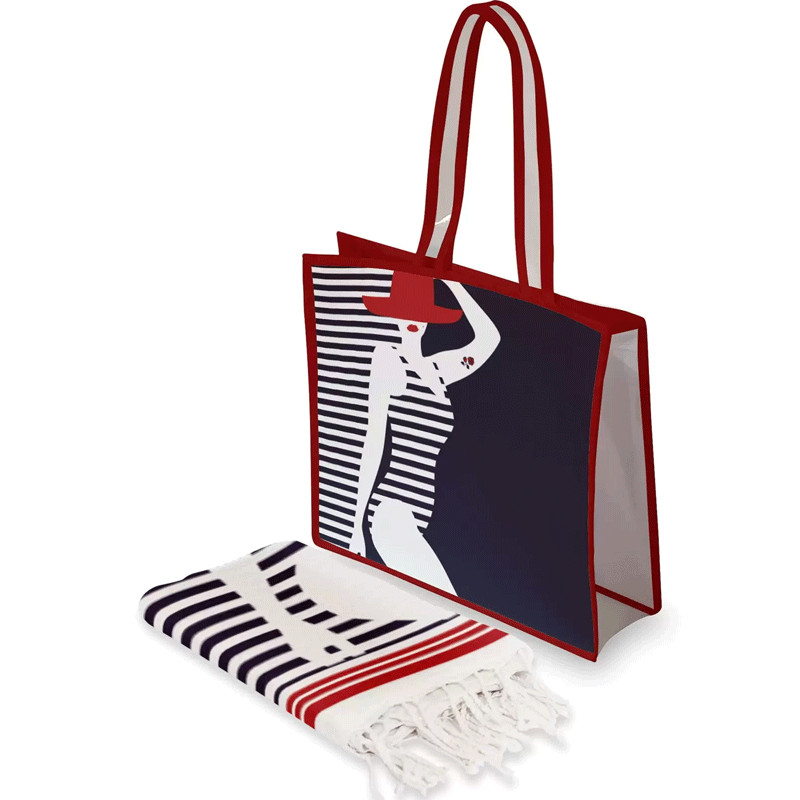 Pack Fouta Plage Lady In Blue Bleu Marine en Tunisie