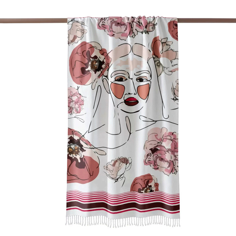 Pack Fouta Plage Lady Flower Beige en Tunisie