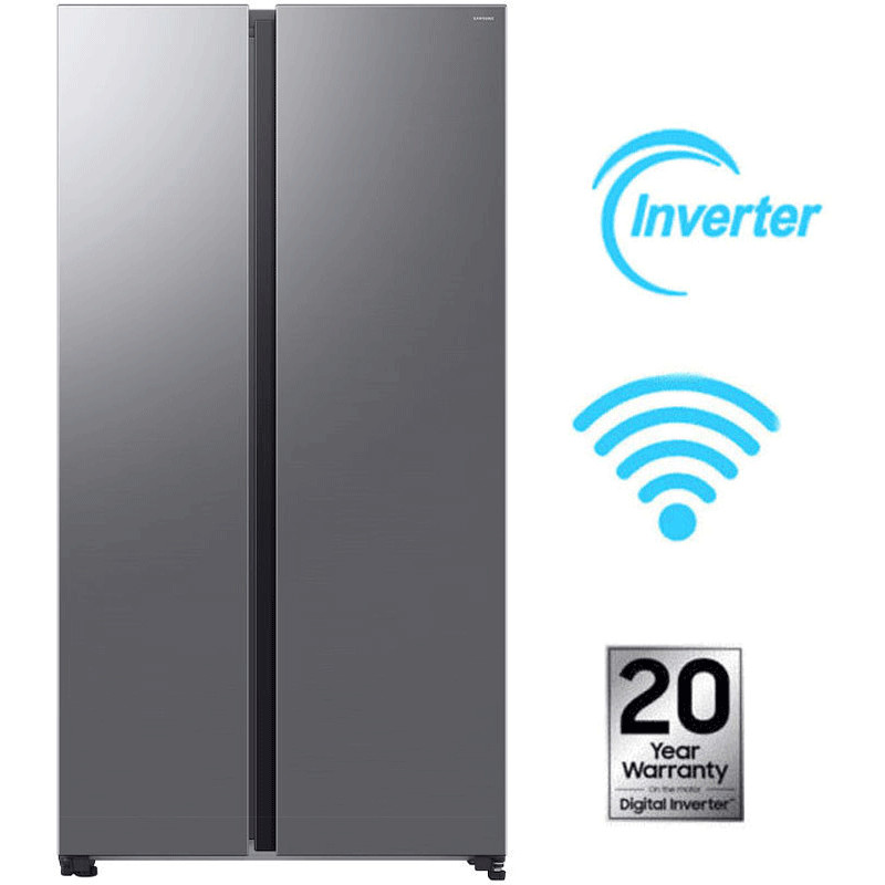 Réfrigérateur Side by Side Samsung RS70 Bespoke Smart Inverter 651L NoFrost Silver en Tunisie