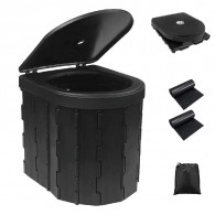 Toilette Portable de Camping WC-BK Pliable avec Couvercle Noir en Tunisie