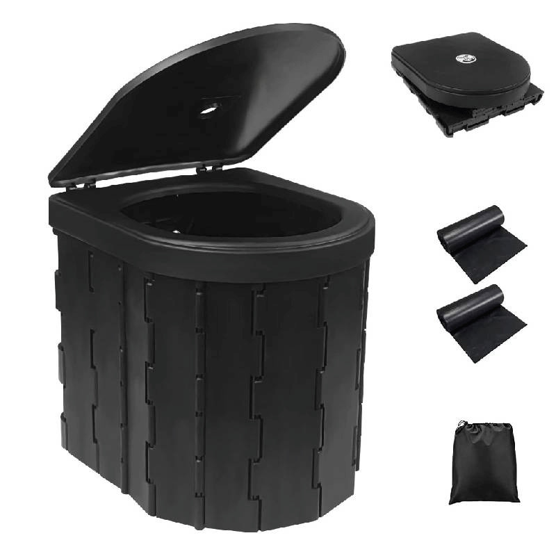 Toilette Portable de Camping WC-BK Pliable avec Couvercle Noir en Tunisie