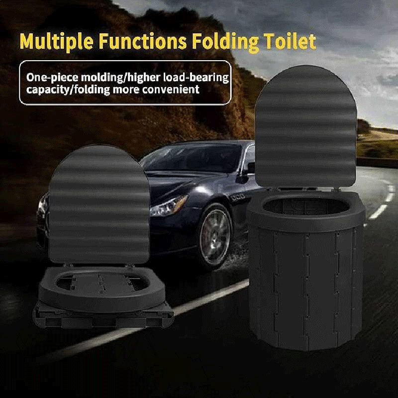 Toilette Portable de Camping WC-BK Pliable avec Couvercle Noir en Tunisie