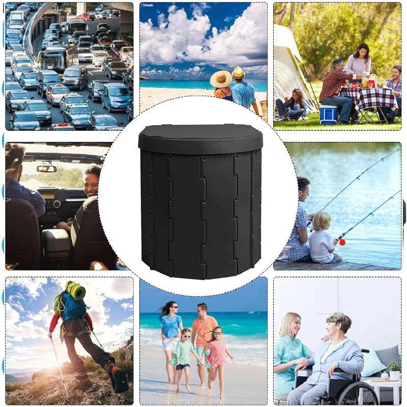 Toilette Portable de Camping WC-BK Pliable avec Couvercle Noir en Tunisie
