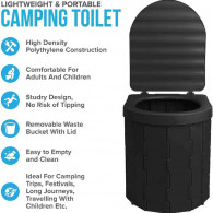 Toilette Portable de Camping WC-BK Pliable avec Couvercle Noir en Tunisie