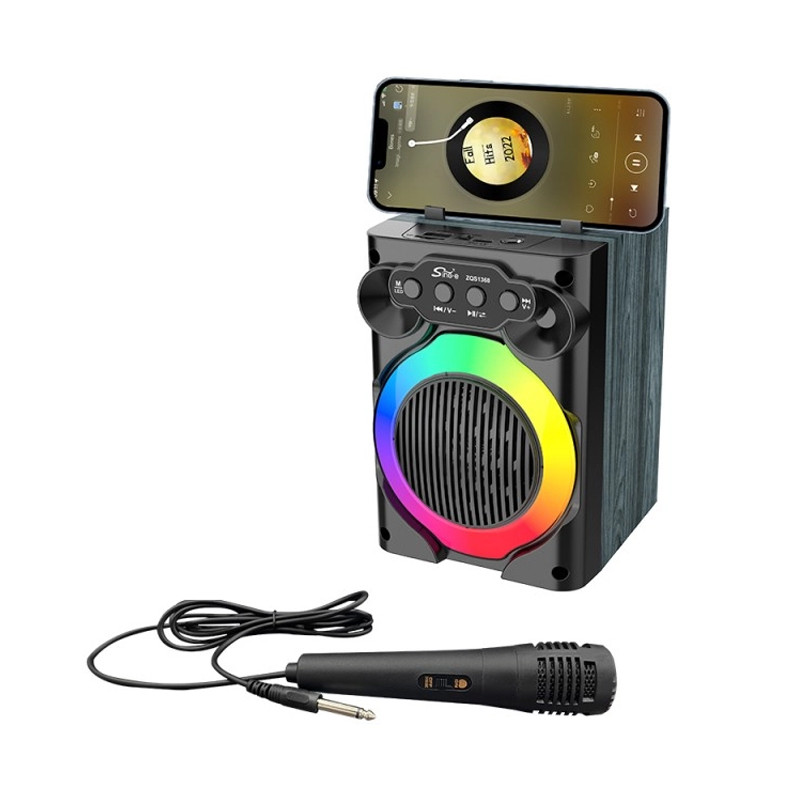 Haut Parleur Sans Fil ZQS 1368 8W Avec Support Téléphone et Micro Noir En Tunisie