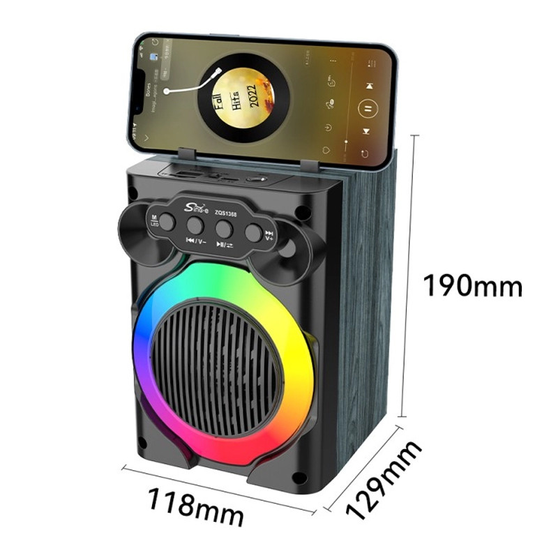 Haut Parleur Sans Fil ZQS 1368 8W Avec Support Téléphone et Micro Noir En Tunisie