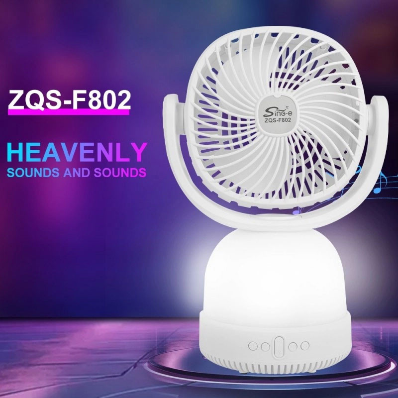 Ventilateur Haut parleur Électrique Du Bureau ZQS F802 5W Blanc En Tunisie