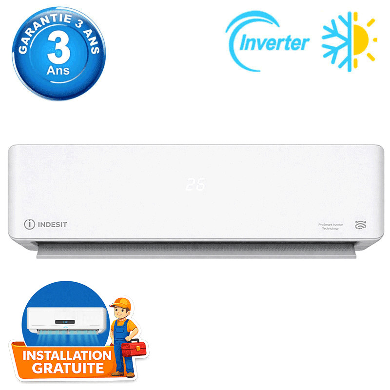 Climatiseur Indesit 12000 BTU Inverter Chaud Froid Blanc en Tunisie