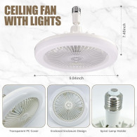 Lampe Ventilateur De Plafond LED Avec Télécommande Blanc en Tunisie
