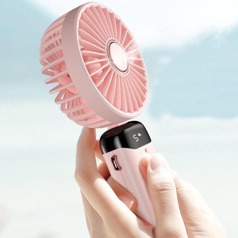 Mini Ventilateur Portatif Rechargeable LED Rose en Tunisie