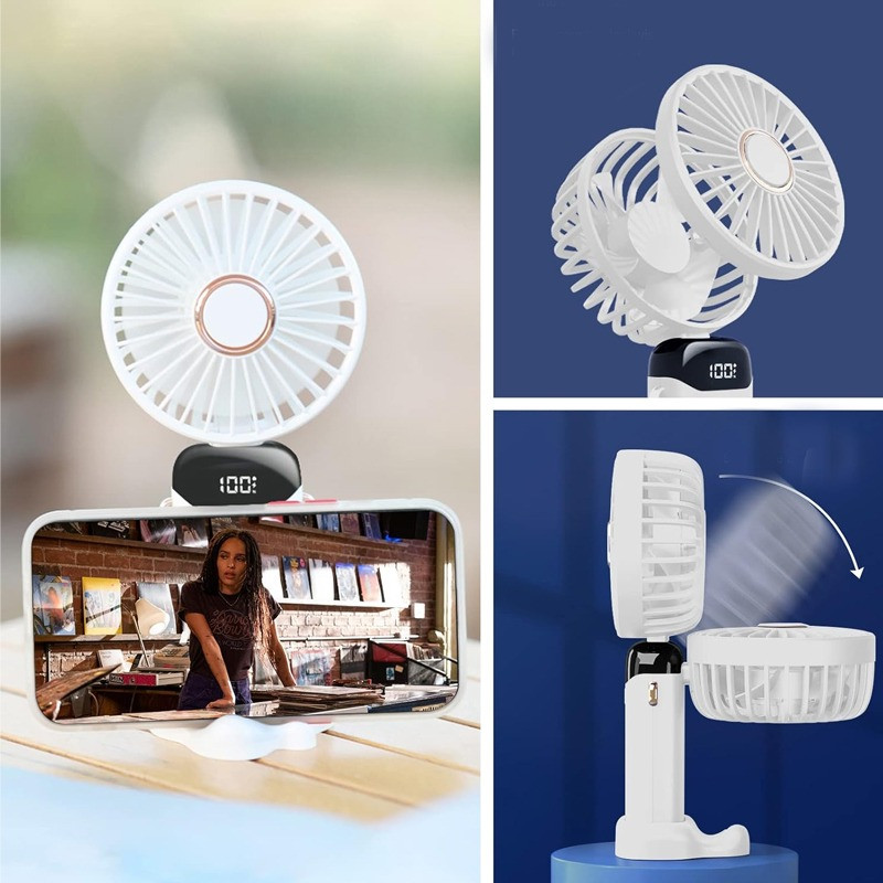 Mini Ventilateur Portatif Rechargeable LED Blanc en Tunisie