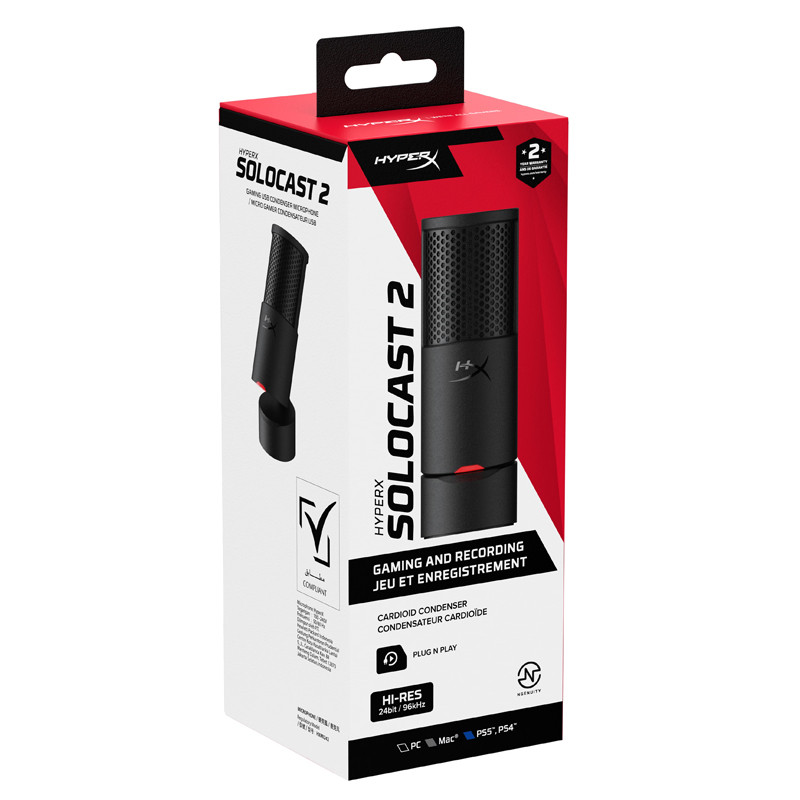 Microphone HyperX Solocast 2 BLK USB Noir En Tunisie