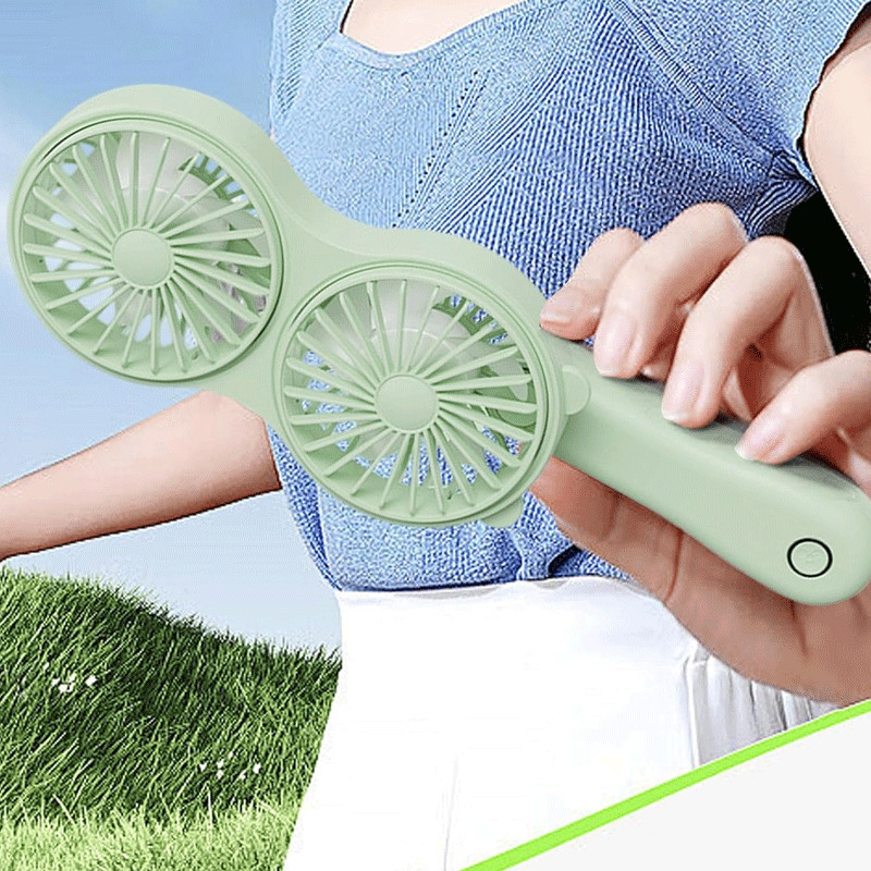 Double Ventilateur Portable Rechargeable Vert en Tunisie