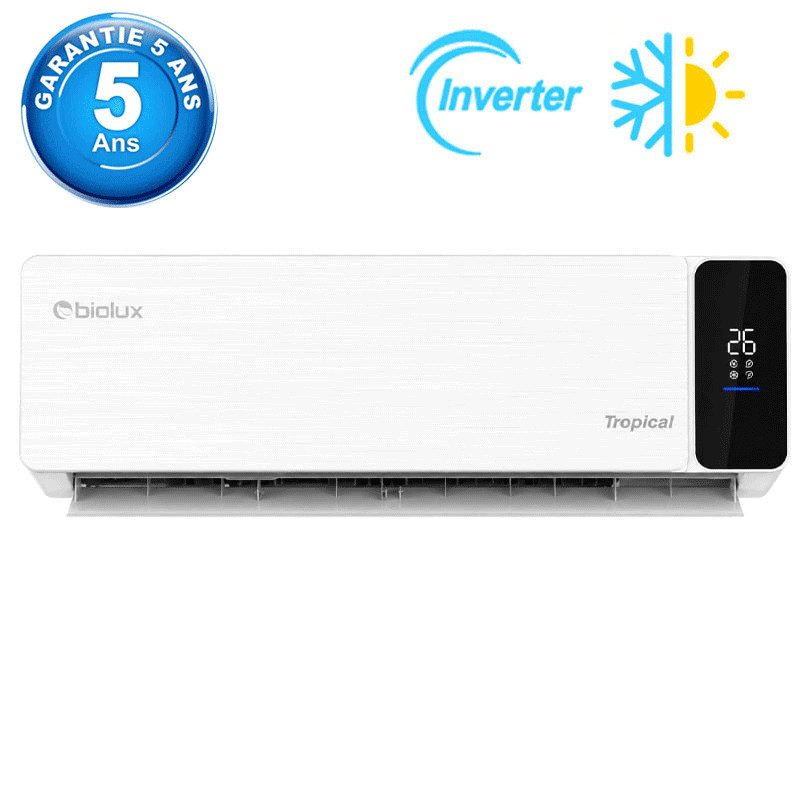 Climatiseur Biolux 24000 BTU Inverter Tropicalisé Chaud Froid Blanc EN Tunisie