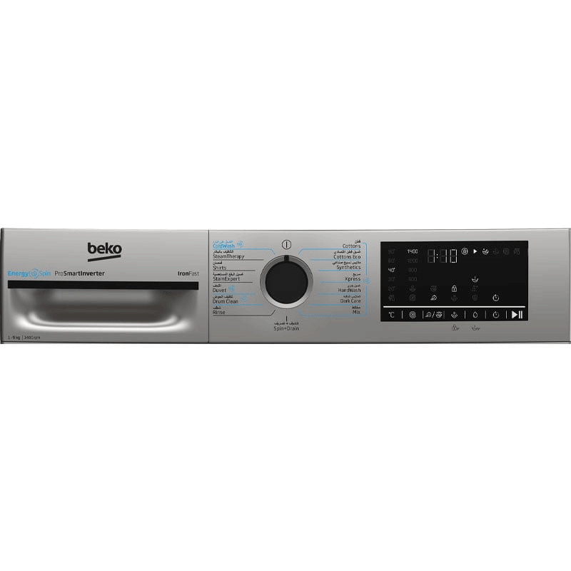 Machine à Laver Frontale Beko BM3WFT48400BS Inverter 8Kg Silver en Tunisie