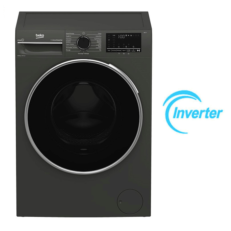 Machine à Laver Frontale Beko B3WFT410542MG Inverter 10Kg Gris en Tunisie