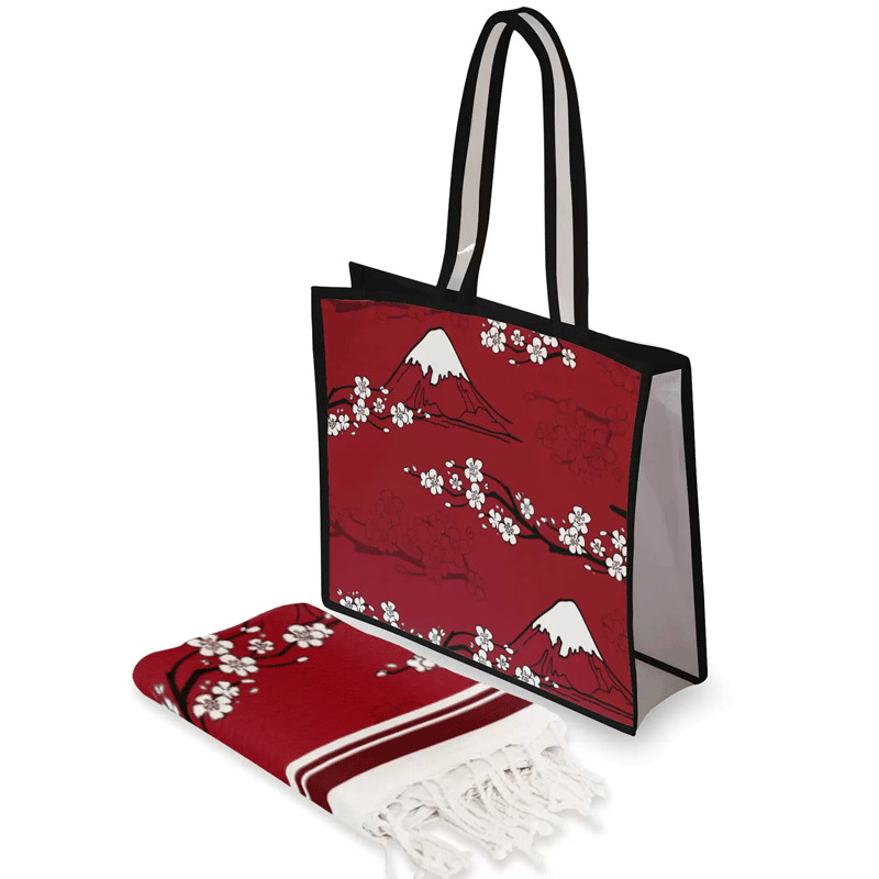 Pack Fouta Plage Summer Chinese Style Rouge en Tunisie