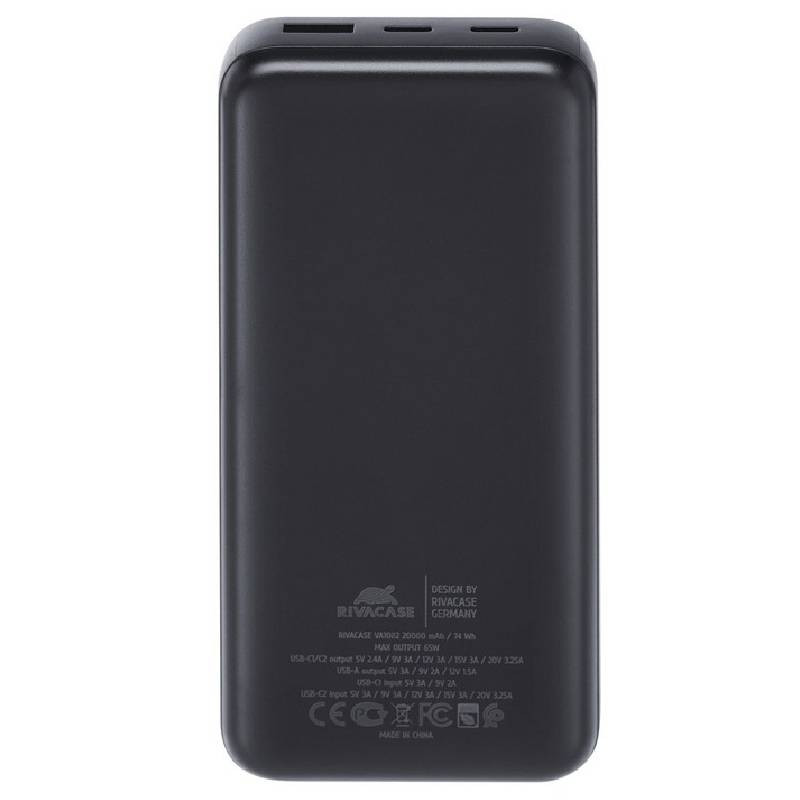 Power Bank Rivacase VA1082 20 000 mAh 65W Noir En Tunisie