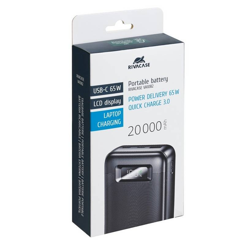 Power Bank Rivacase VA1082 20 000 mAh 65W Noir En Tunisie